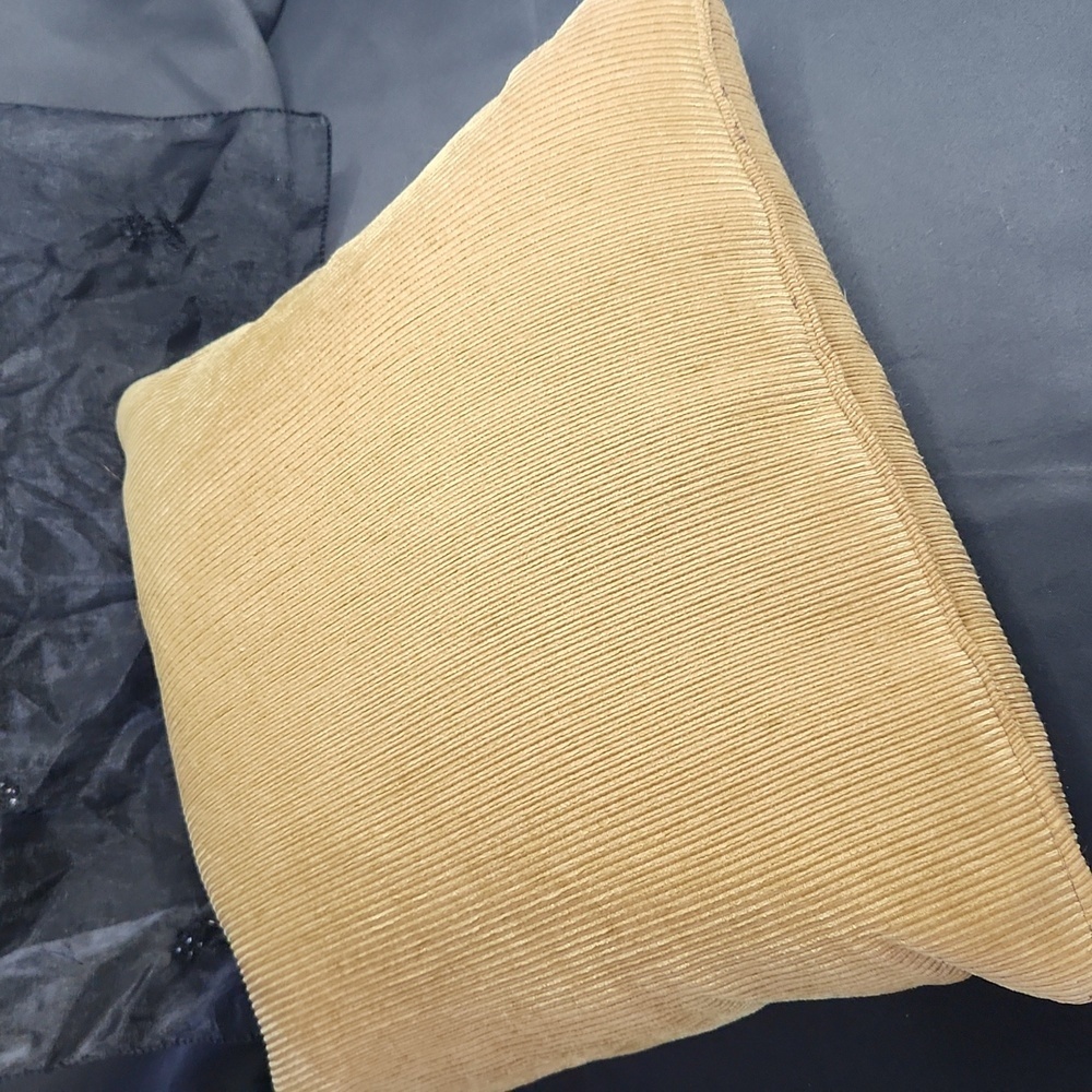 Corduroy Pillow with White Bunnies, Hook&loop, feather filled preowned - Picture 4 of 5